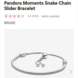 Pandora Moments Snake Chain Slider Bracelet